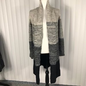 Style & Co Duster Sweater in black and hammock.